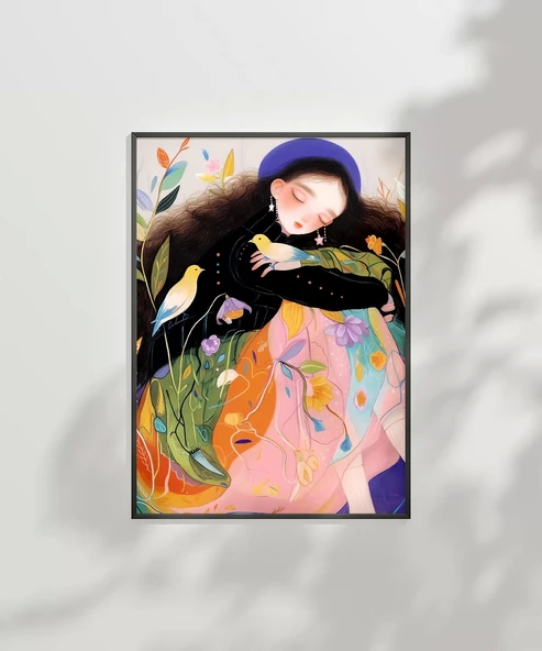 Çerçevesiz Poster Kuşlarla Bahar Hissi - Resim 7