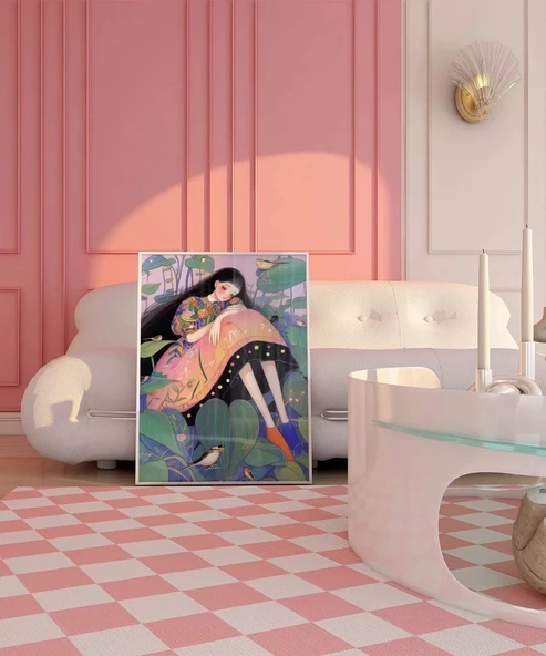 Çerçevesiz Poster Bitkiler ve Kuşlarla Süslenmiş - Resim 3