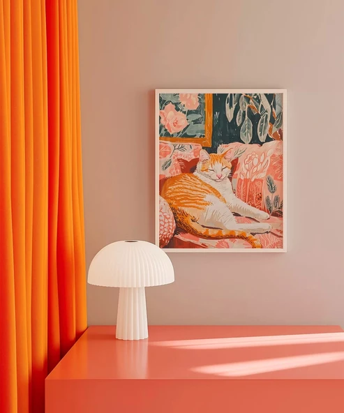 Çerçevesiz Poster Kedinin Gün Batımı Keyfi - Resim 4