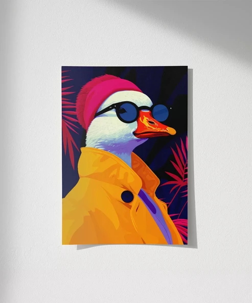 Çerçevesiz Poster Neon Moda Ördek Stili ürün görseli