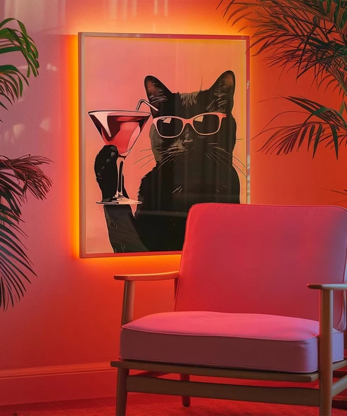 Çerçevesiz Poster Gözlük ve Kokteyl - Resim 5