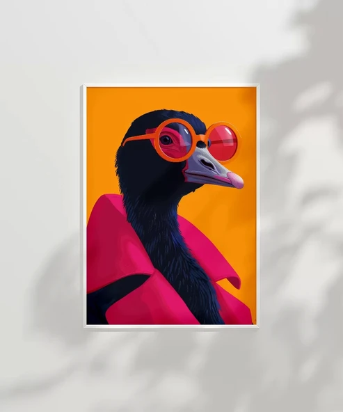 Çerçevesiz Poster Neon Şıklığı Devekuşu - Resim 2