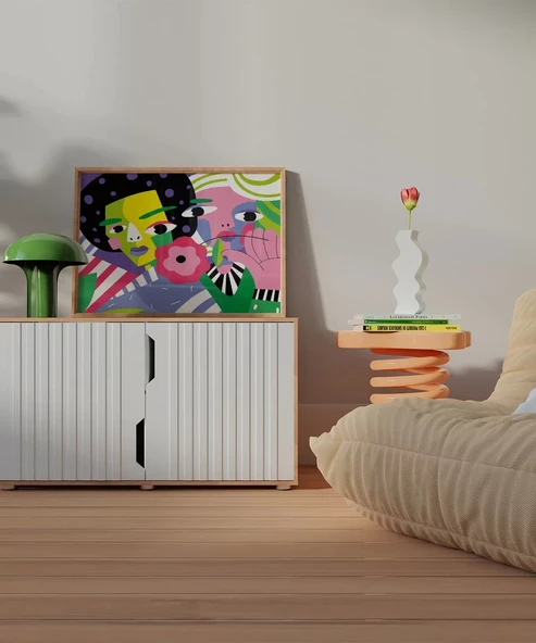 Çerçevesiz Poster Renkli Çiçekler ve Yüzler - Resim 5