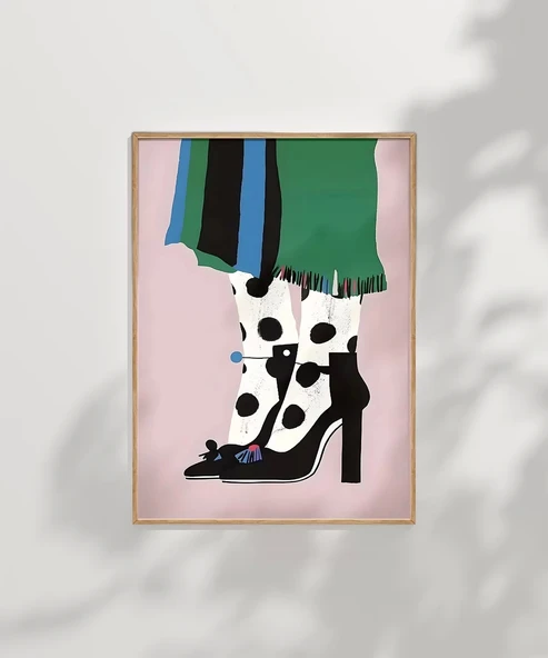 Çerçevesiz Poster Puantiye ve Topuk Zarafeti - Resim 6