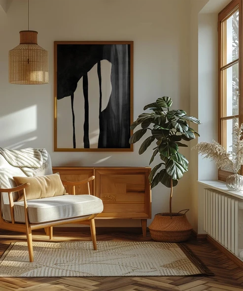 Çerçevesiz Poster Zebra Çizgileri İlhamlı Soyut Sanat - Resim 5