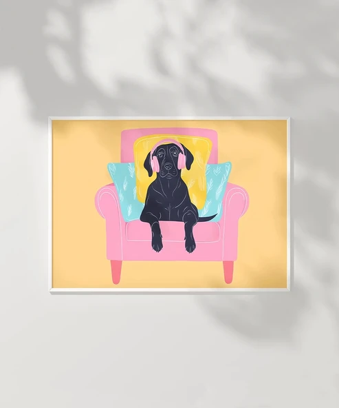 Çerçevesiz Poster Koltuğunda Keyif Yapan Dost - Resim 2