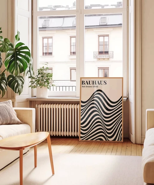 Çerçevesiz Poster Retro Bauhaus Tasarımı Grafik - Resim 5