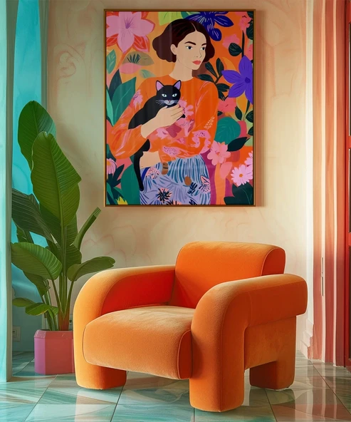 Çerçevesiz Poster Siyah Kedinin Bahçesi - Resim 5