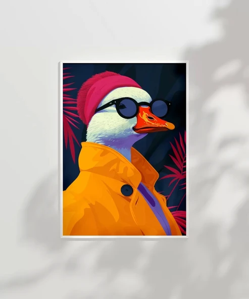 Çerçevesiz Poster Neon Moda Ördek Stili - Resim 2