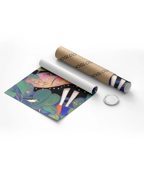 Çerçevesiz Poster Bitkiler ve Kuşlarla Süslenmiş - Resim 8