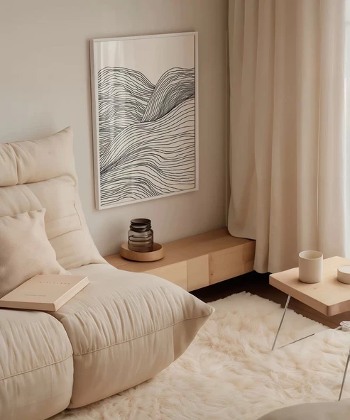 Çerçevesiz Poster Dalga Formlu Modern - Resim 4