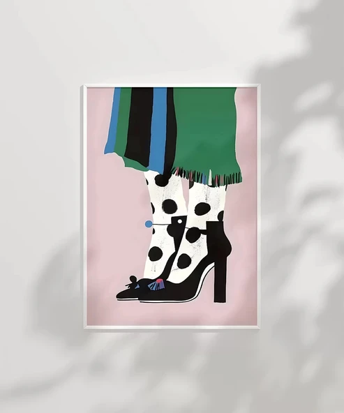 Çerçevesiz Poster Puantiye ve Topuk Zarafeti - Resim 2