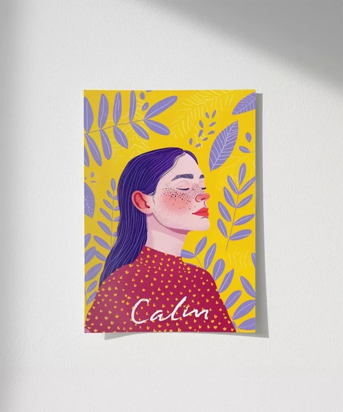 Çerçevesiz Poster Sarı Zeminli Meditasyon ürün görseli