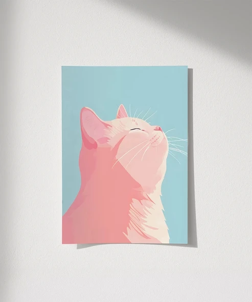 Çerçevesiz Poster Pastel Kedinin Zarafeti ürün görseli