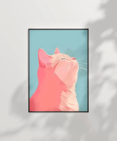 Çerçevesiz Poster Pastel Kedinin Zarafeti - Resim 7