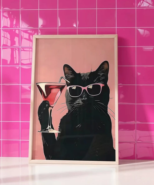 Çerçevesiz Poster Gözlük ve Kokteyl - Resim 3