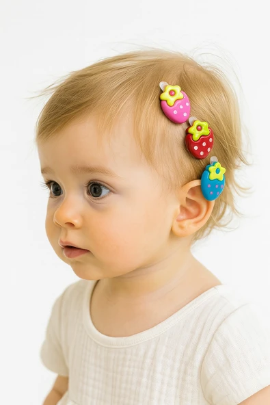 Çilekli Kız Bebek Toka 6 Adet ürün görseli 1