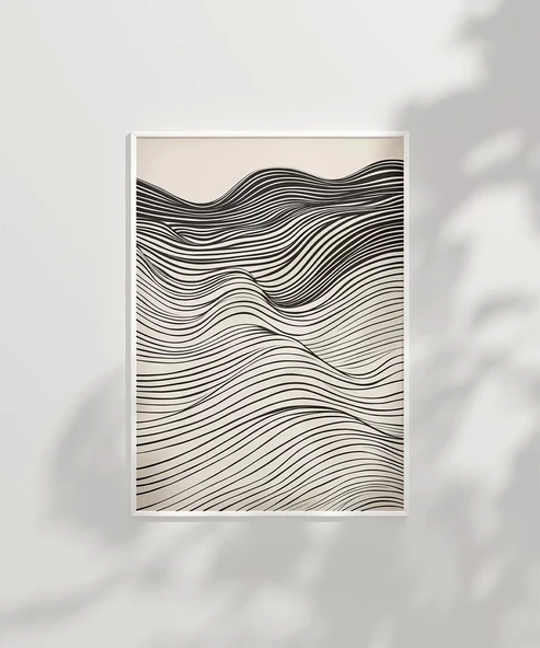 Çerçevesiz Poster Dalgalı Çizgiler Soyut Sanat - Resim 2