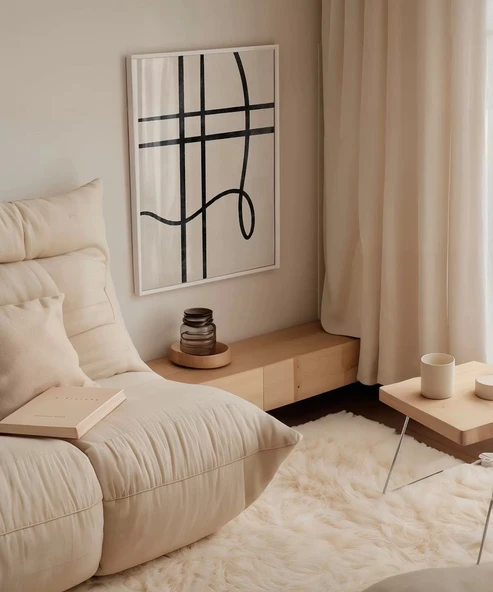 Çerçevesiz Poster Soyut Geometrik Hatlar Minimalist - Resim 5