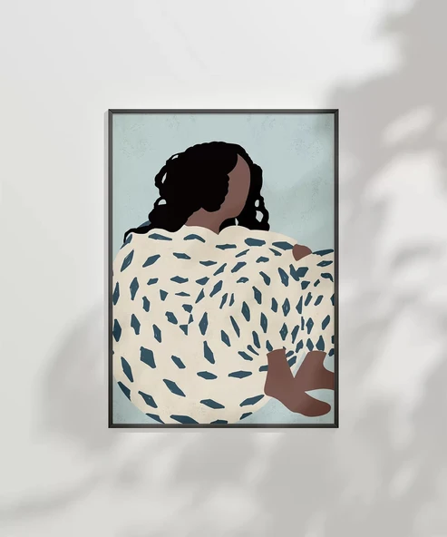 Çerçevesiz Poster Mavi Dokularla Sarılmak - Resim 6