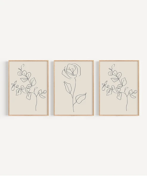 Çerçevesiz Poster Organik Minimalizm 3'lü - Resim 6