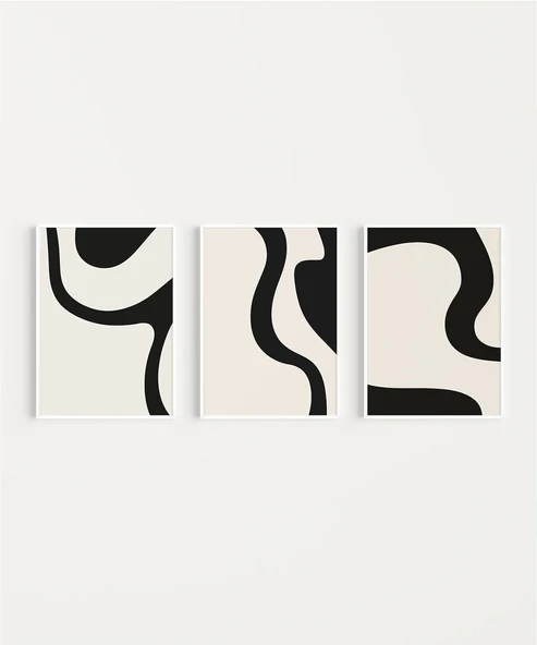 Çerçevesiz Poster Organik Akış Soyut 3'lü - Resim 2