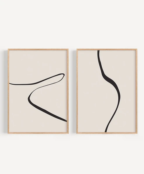 Çerçevesiz Poster Kıvrımlı Hatlar Modern 2'li - Resim 7