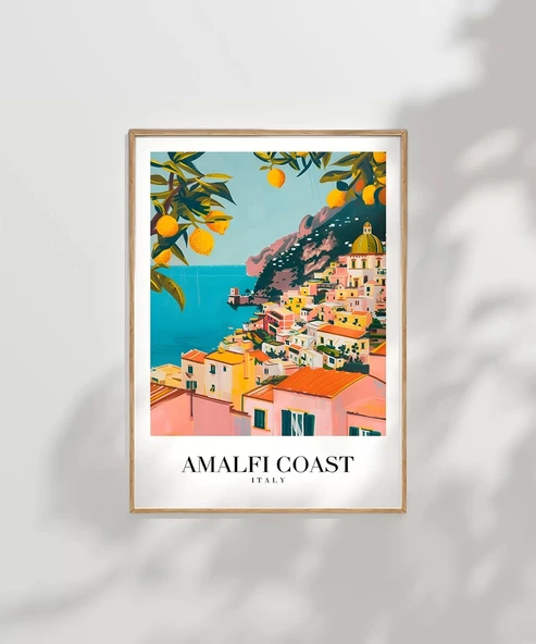 Çerçevesiz Poster Amalfi Sahili Sanatsal Duvar - Resim 7