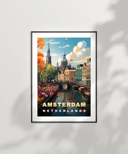 Çerçevesiz Poster Hollanda’nın Renkli Kanalları - Resim 6