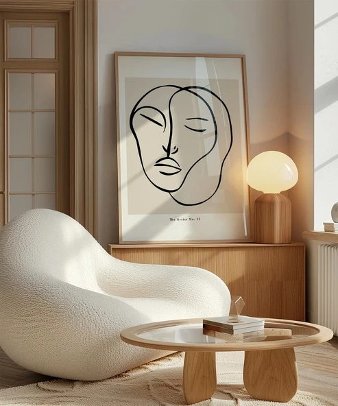 Çerçevesiz Poster Minimalist Portre Sanat - Resim 5