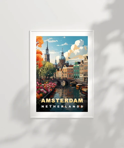 Çerçevesiz Poster Hollanda’nın Renkli Kanalları - Resim 2