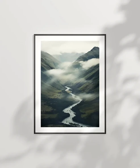 Çerçevesiz Poster Sisler İçinde Nehir - Resim 6