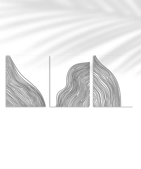 Çerçevesiz Poster Doğal Akış Soyut Sanatı 3'lü ürün görseli