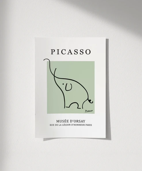 Çerçevesiz Poster Picasso Tarzı Dekoratif Fil Çerçeveli