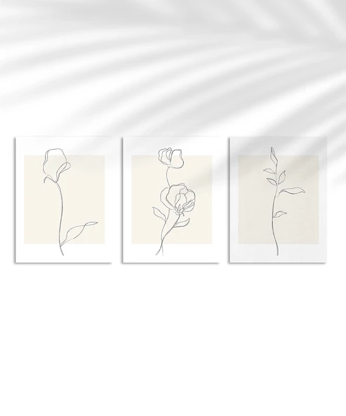 Çerçevesiz Poster Organik Zarafet 3'lü ürün görseli