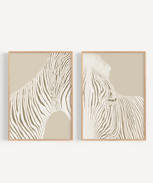 Çerçevesiz Poster Modern Zebra Çizgi Sanatı 2'li - Resim 7