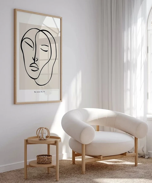 Çerçevesiz Poster Minimalist Portre Sanat - Resim 3