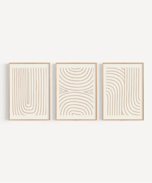 Çerçevesiz Poster Organik Akış ve Desen Sanatı Triptik 3'lü - Resim 6