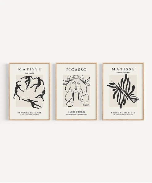 Çerçevesiz Poster Sanat Tarihinden İlham 3'lü - Resim 6