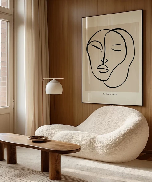 Çerçevesiz Poster Minimalist Portre Sanat - Resim 4