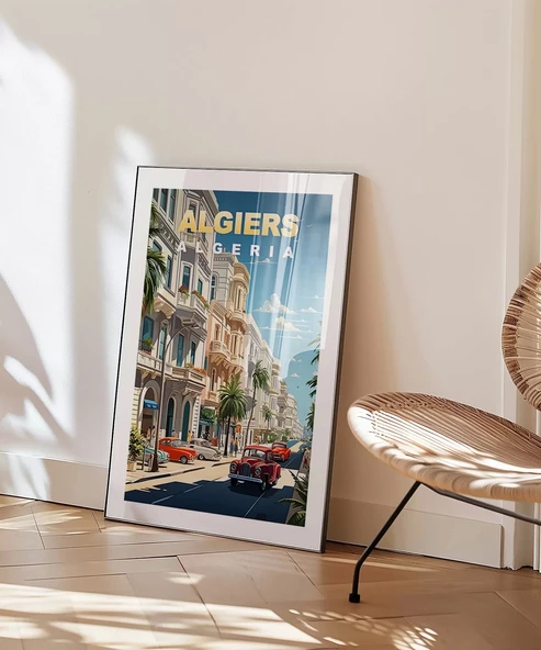 Çerçevesiz Poster Akdeniz Cezayir Sokak Manzarası - Resim 5