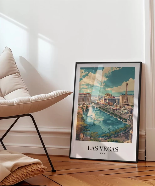 Çerçevesiz Poster Bellagio & Paris View - Resim 3