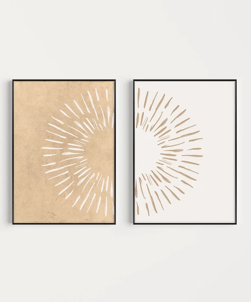 Çerçevesiz Poster Rustik Doku ve Soyut Çizgi 2'li - Resim 6