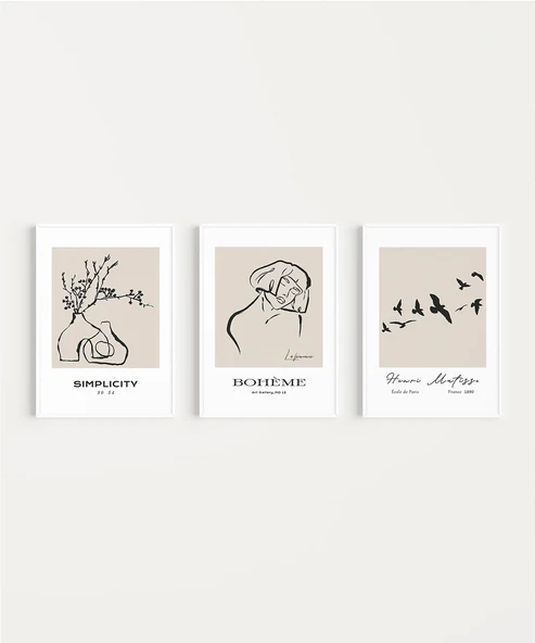 Çerçevesiz Poster Bohème ve Simplicity Dekoratif 3'lü - 2