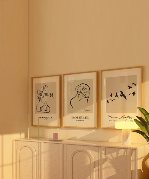 Çerçevesiz Poster Bohème ve Simplicity Dekoratif 3'lü - 3