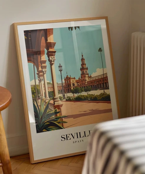 Çerçevesiz Poster Tarihi Sevilla - Resim 4