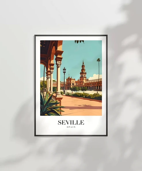 Çerçevesiz Poster Tarihi Sevilla - Resim 7