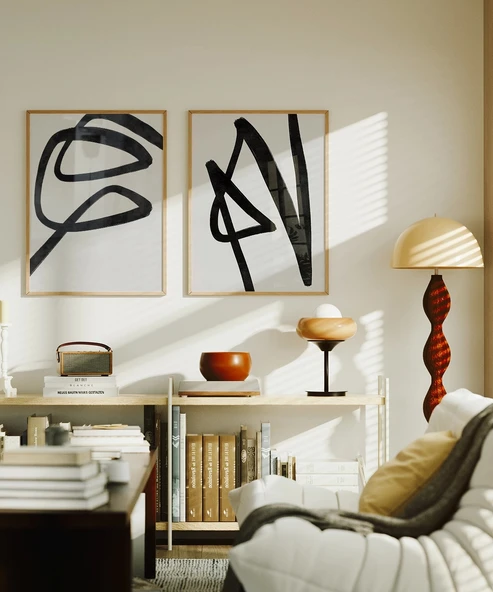 Çerçevesiz Poster Dinamizm Temalı Monokrom 2'li - Resim 5