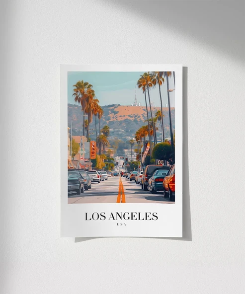 Çerçevesiz Poster Los Angeles Sokak Manzarası ürün görseli