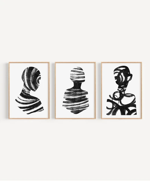 Çerçevesiz Poster Soyut İnsan Silüetleri 3'lü - Resim 7
